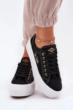 Trampki Damskie Materiałowe Na Platformie Lee Cooper LCW-25-31-3431L Czarne