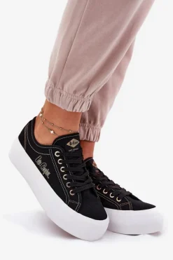 Trampki Damskie Materiałowe Na Platformie Lee Cooper LCW-25-31-3431L Czarne