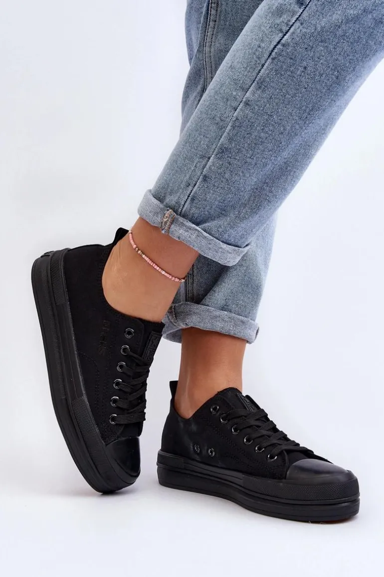 Trampki Damskie Materiałowe Czarne Staneva