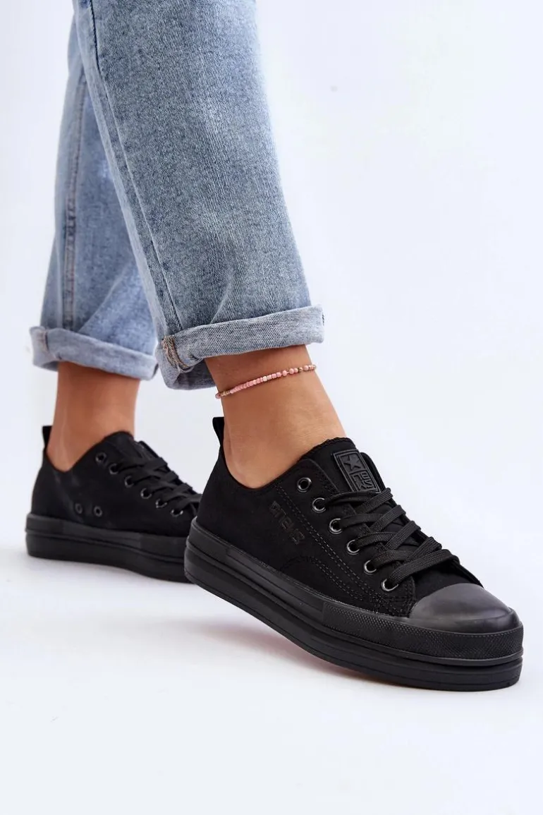 Trampki Damskie Materiałowe Czarne Staneva