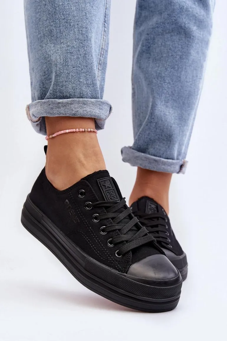 Trampki Damskie Materiałowe Czarne Staneva