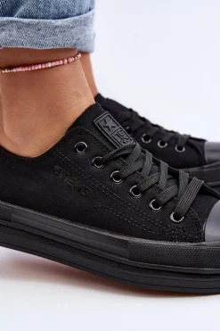 Trampki Damskie Materiałowe Czarne Staneva