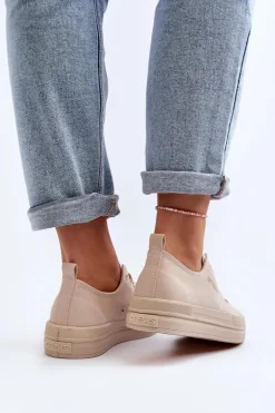 Trampki Damskie Materiałowe Beżowe Staneva