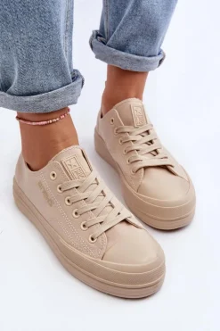 Trampki Damskie Materiałowe Beżowe Staneva