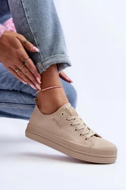 Trampki Damskie Materiałowe Beżowe Staneva