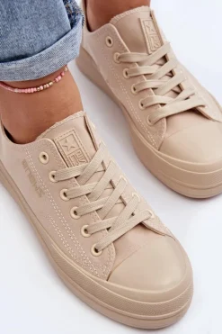 Trampki Damskie Materiałowe Beżowe Staneva