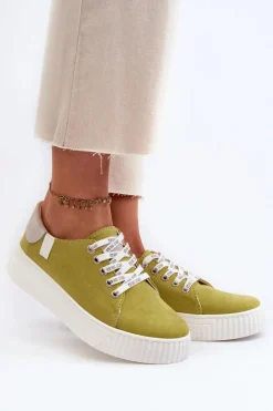 Trampki Damskie MEMORY FOAM SYSTEM BIG STAR NN276003 Limonkowe