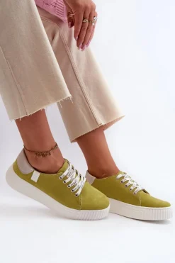 Trampki Damskie MEMORY FOAM SYSTEM BIG STAR NN276003 Limonkowe