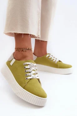 Trampki Damskie MEMORY FOAM SYSTEM BIG STAR NN276003 Limonkowe