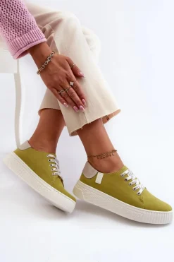 Trampki Damskie MEMORY FOAM SYSTEM BIG STAR NN276003 Limonkowe