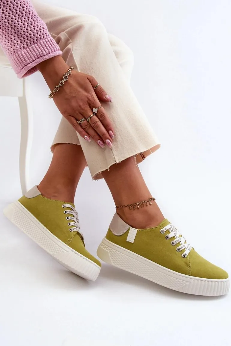 Trampki Damskie MEMORY FOAM SYSTEM BIG STAR NN276003 Limonkowe