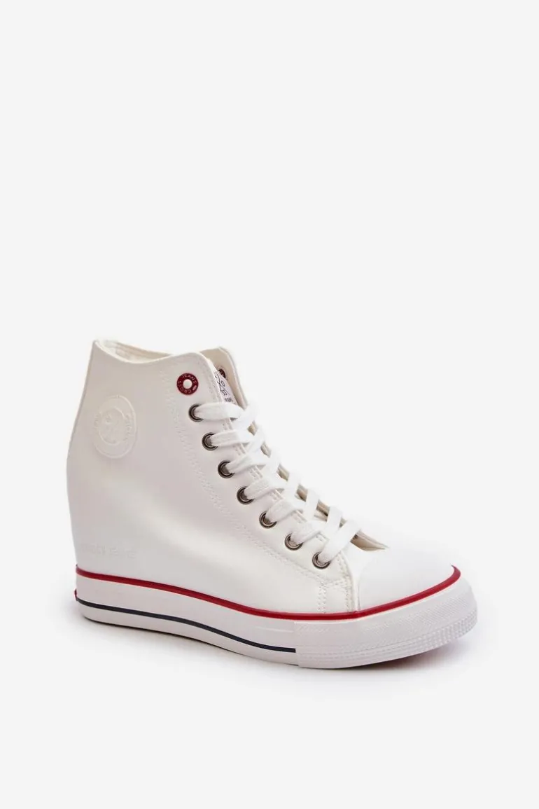 Trampki Damskie Na Koturnie Cross Jeans NN2R4004 Białe