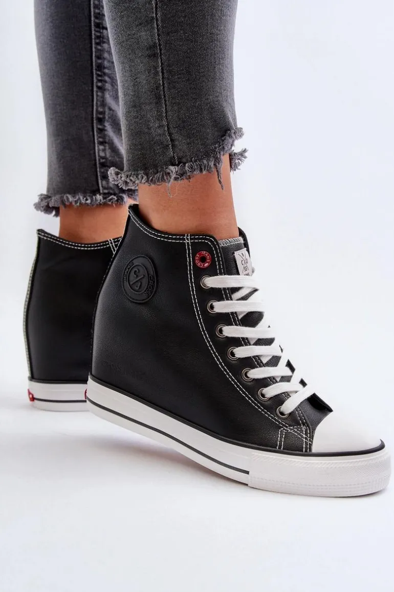 Trampki Damskie Na Koturnie Cross Jeans NN2R4005 Czarne