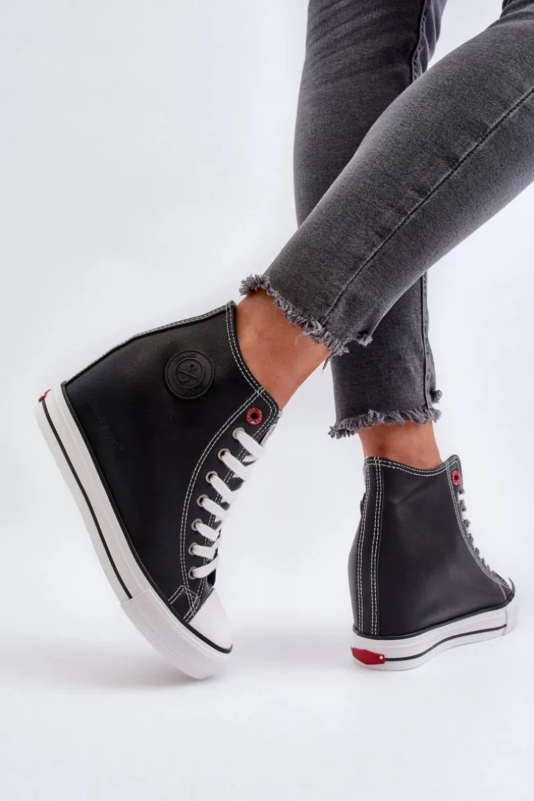 Trampki Damskie Na Koturnie Cross Jeans NN2R4005 Czarne