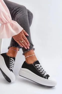 Trampki Damskie Na Masywnej Platformie Czarne Amyete