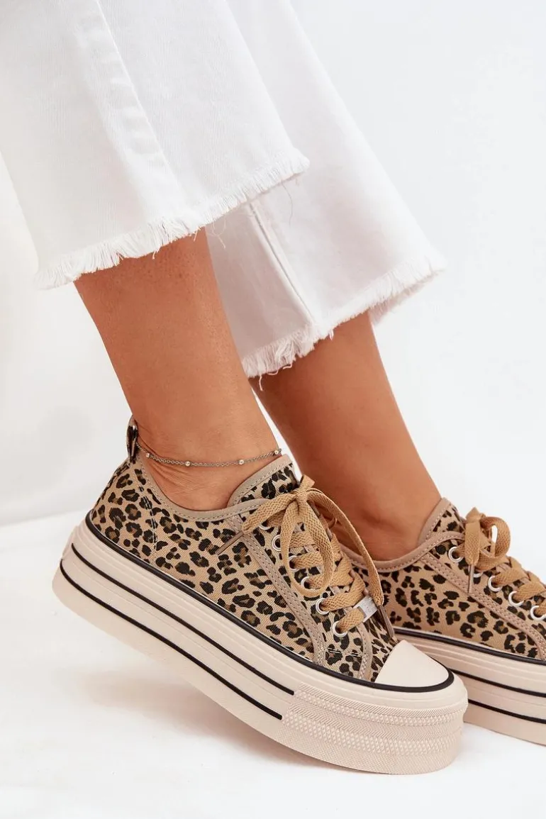 Trampki Damskie Na Masywnej Platformie Panterka Marinae