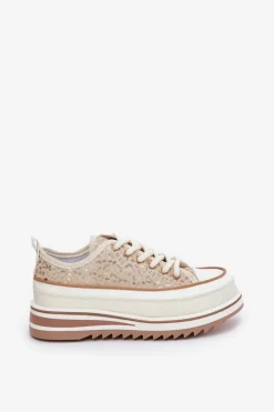 Trampki Damskie Na Masywnej Platformie S.Barski BF51-101 Beżowe