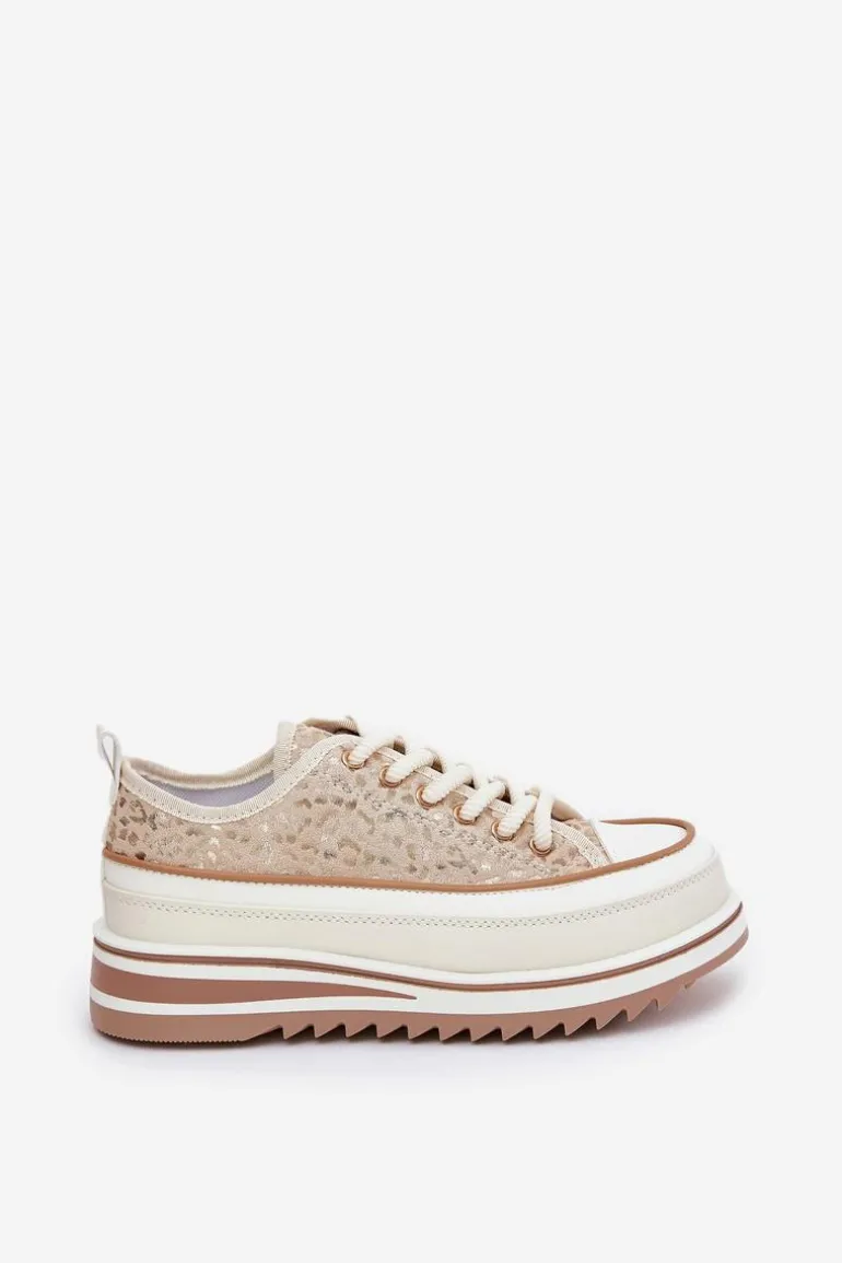 Trampki Damskie Na Masywnej Platformie S.Barski BF51-101 Beżowe