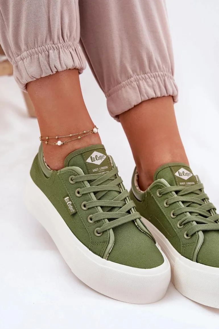 Trampki Damskie Na Platformie Lee Cooper LCW-25-31-3449L Zielone