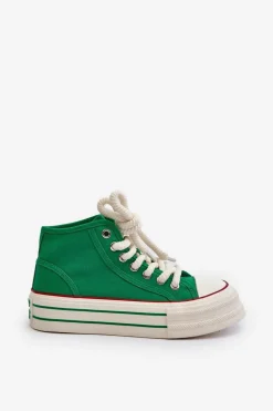 Trampki Damskie Na Platformie Zielone Aineri