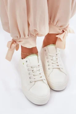 Trampki Damskie Na Platformie Z Eko Skóry Big Star RR274A295 Białe