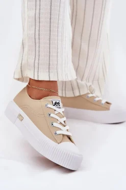 Trampki Damskie Na Platformie LEE ISLA C WOMEN LOW 50251001 Beżowe