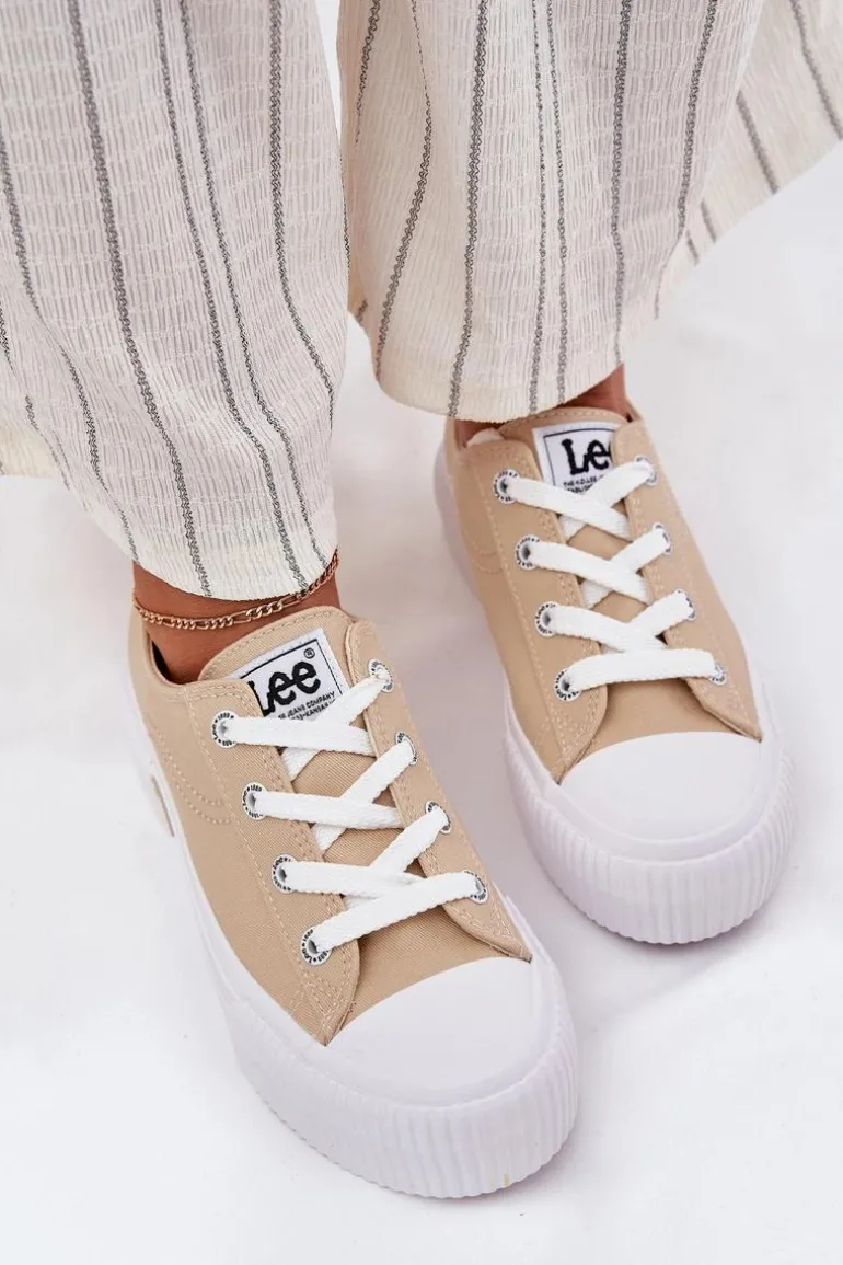 Trampki Damskie Na Platformie LEE ISLA C WOMEN LOW 50251001 Beżowe