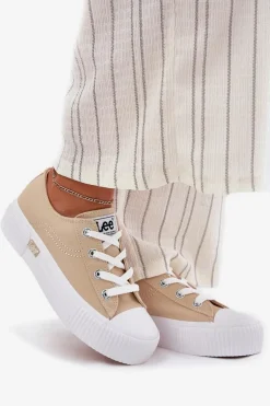 Trampki Damskie Na Platformie LEE ISLA C WOMEN LOW 50251001 Beżowe