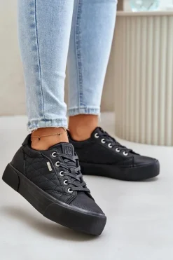 Trampki Damskie Na Platformie Ocieplane Big Star OO274A465 Czarne