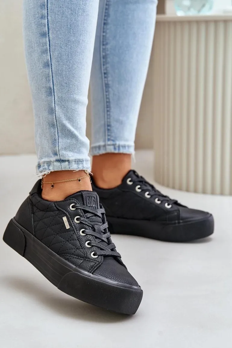 Trampki Damskie Na Platformie Ocieplane Big Star OO274A465 Czarne