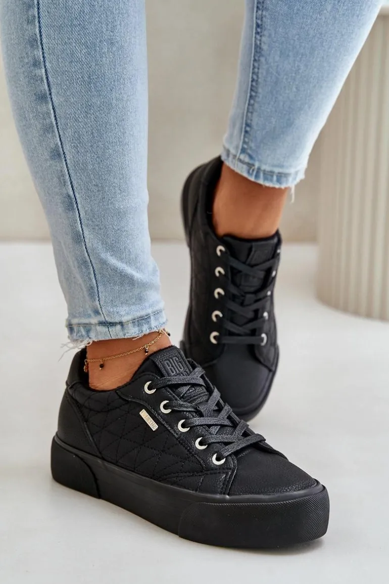 Trampki Damskie Na Platformie Ocieplane Big Star OO274A465 Czarne