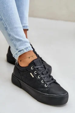 Trampki Damskie Na Platformie Ocieplane Big Star OO274A465 Czarne