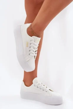 Trampki Damskie Na Platformie Lee Cooper LCW-25-31-3450L Białe