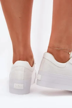 Trampki Damskie Na Platformie Lee Cooper LCW-25-31-3450L Białe