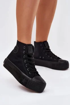 Trampki Damskie Na Platformie Big Star RR274742 Czarne