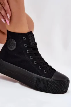 Trampki Damskie Na Platformie Big Star RR274742 Czarne