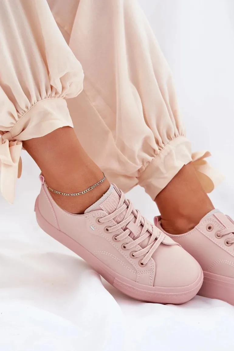 Trampki Damskie Na Platformie Z Eko Skóry Big Star RR274A294 Różowe