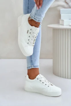 Trampki Damskie Na Platformie Ocieplane Big Star OO274A464 Białe