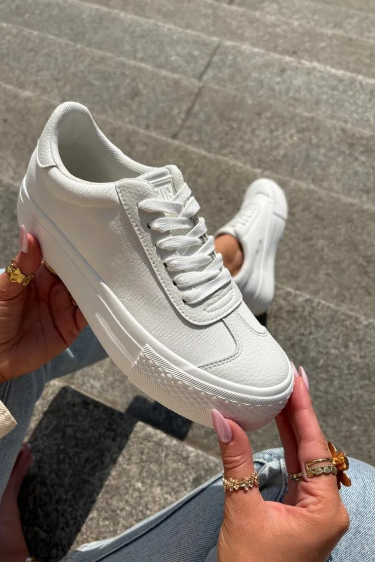 Trampki Damskie Na Platformie Big Star RR274337 Białe