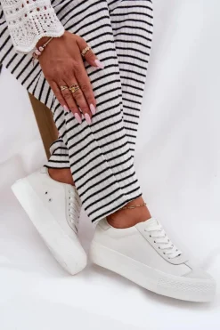 Trampki Damskie Na Platformie Big Star RR274337 Białe