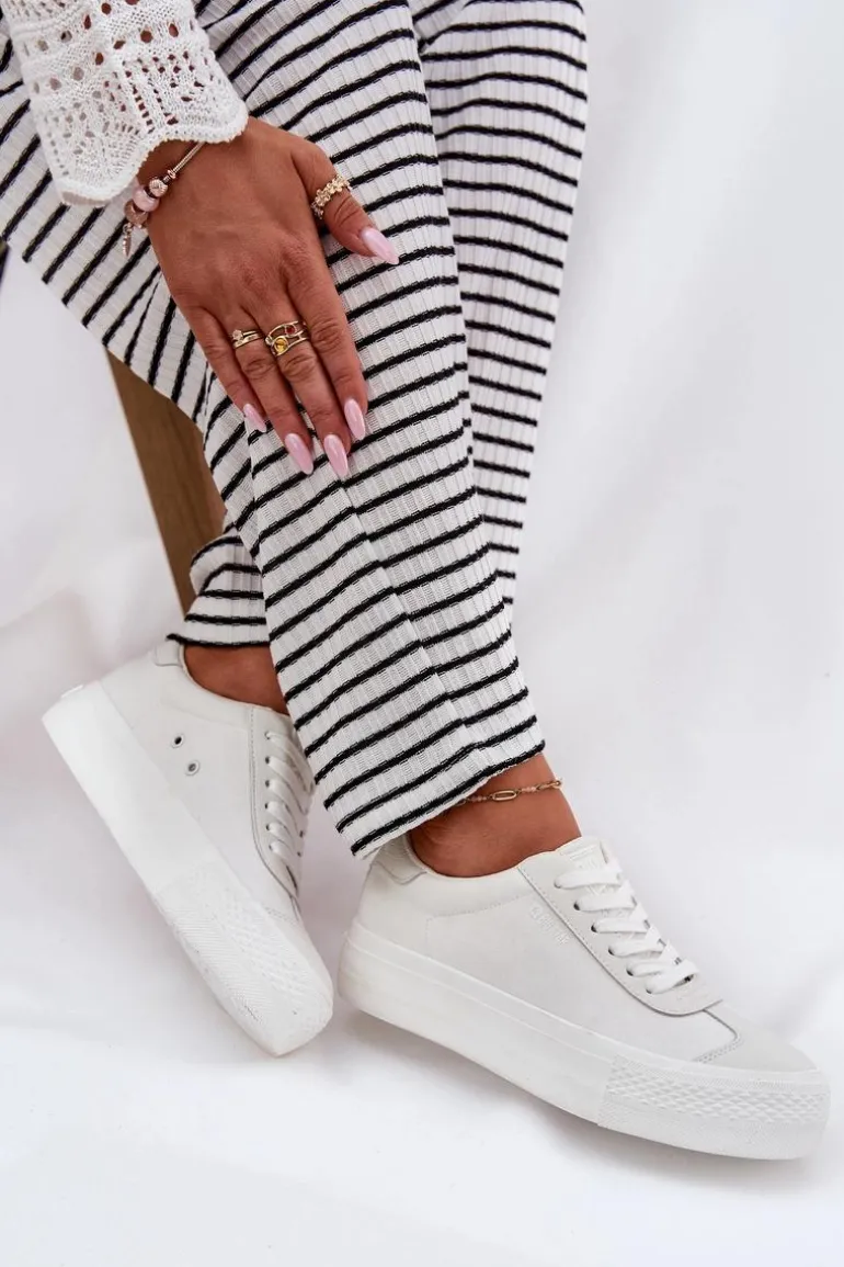 Trampki Damskie Na Platformie Big Star RR274337 Białe