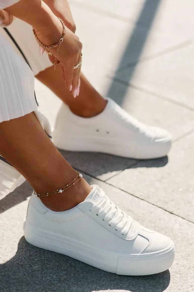 Trampki Damskie Na Platformie Big Star RR274337 Białe