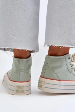 Trampki Damskie Na Platformie Miętowe Aineri