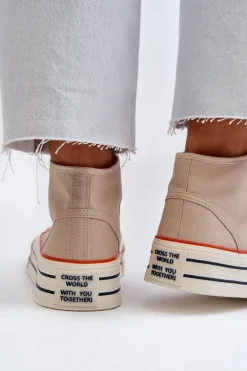 Trampki Damskie Na Platformie Beżowe Aineri