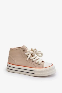 Trampki Damskie Na Platformie Beżowe Aineri