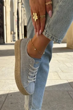 Trampki Damskie Na Platformie Z Plecionką Lee Cooper LCW-25-02-3283 Niebieskie