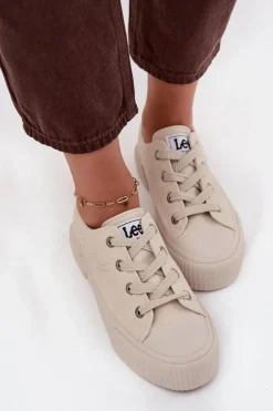 Trampki Damskie Na Platformie LEE ISLA C WOMEN LOW 50253001.35E Beżowe