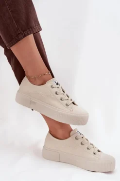 Trampki Damskie Na Platformie LEE ISLA C WOMEN LOW 50253001.35E Beżowe