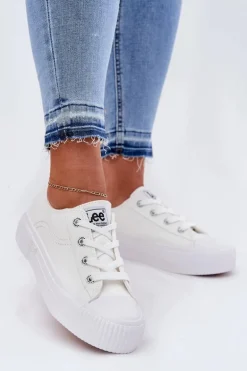 Trampki Damskie Na Platformie LEE ISLA C WOMEN LOW 50251001 Białe