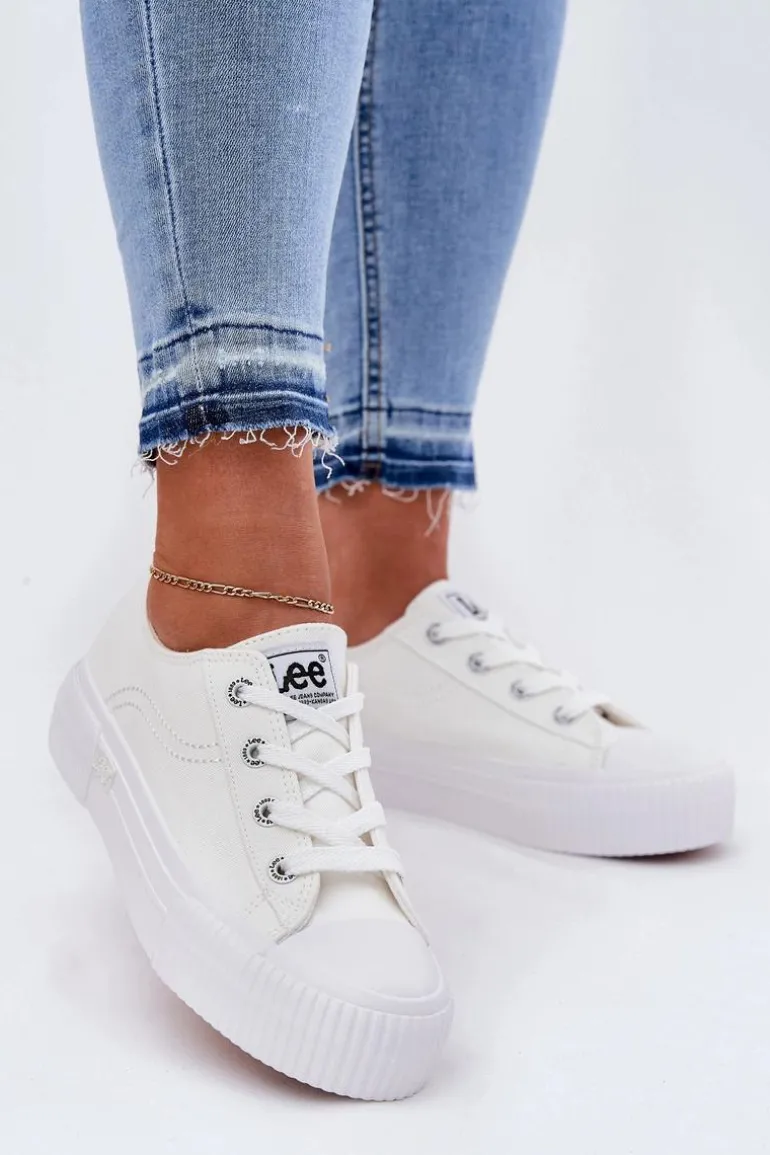 Trampki Damskie Na Platformie LEE ISLA C WOMEN LOW 50251001 Białe
